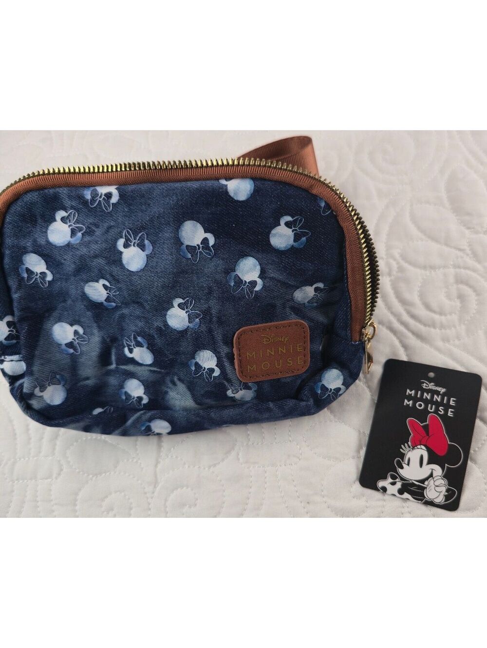 Disney Minnie Mouse Tie Dye Denim Belt Bag Fanny Pack Crossbody NWT